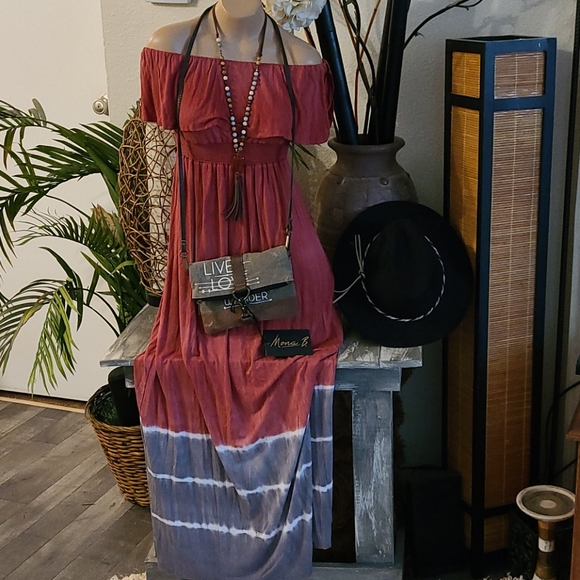 MONA B NEW NWT MAXI MULTI TIE DYE DRESS S/M - Picture 2 of 16